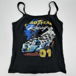 Goodyear Racing Tank Womens XS Black Graphic Cami Streetwear Baby Tee Style